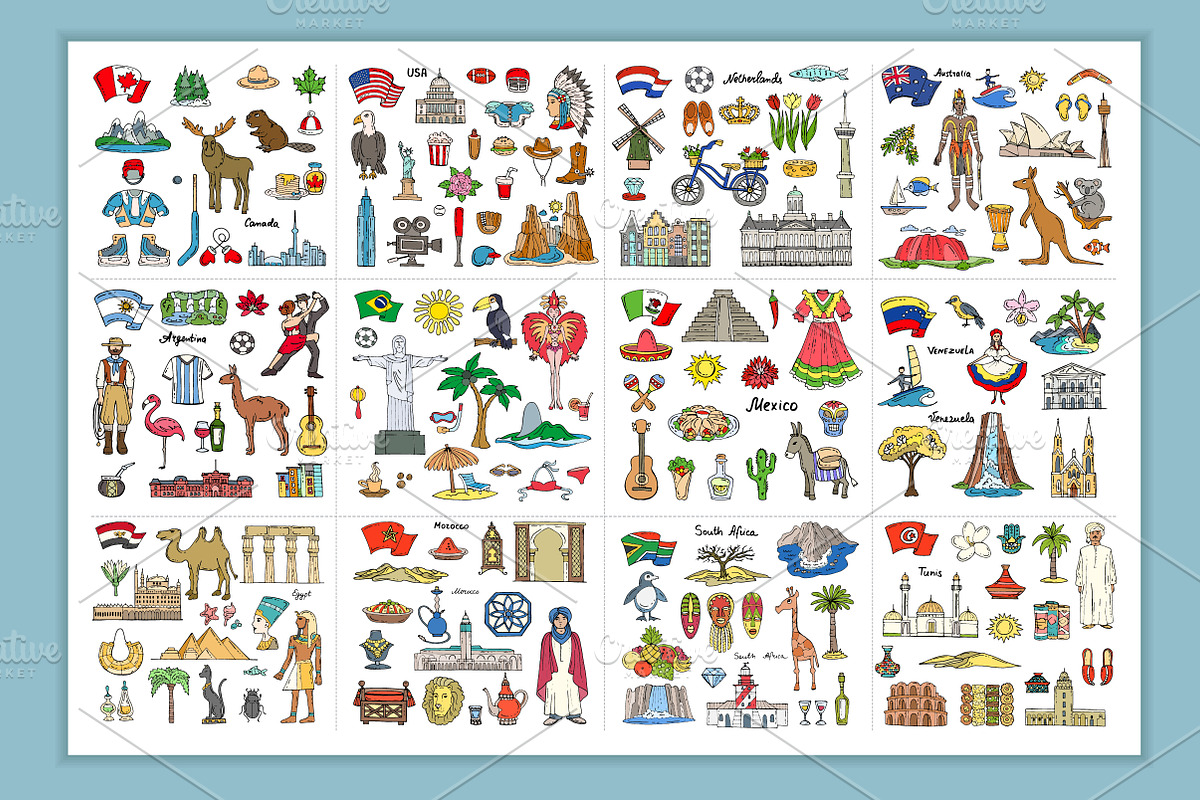 Vector set with 24 countries, an Object Graphic by Olga Chuklay (Photo 2 of 5)