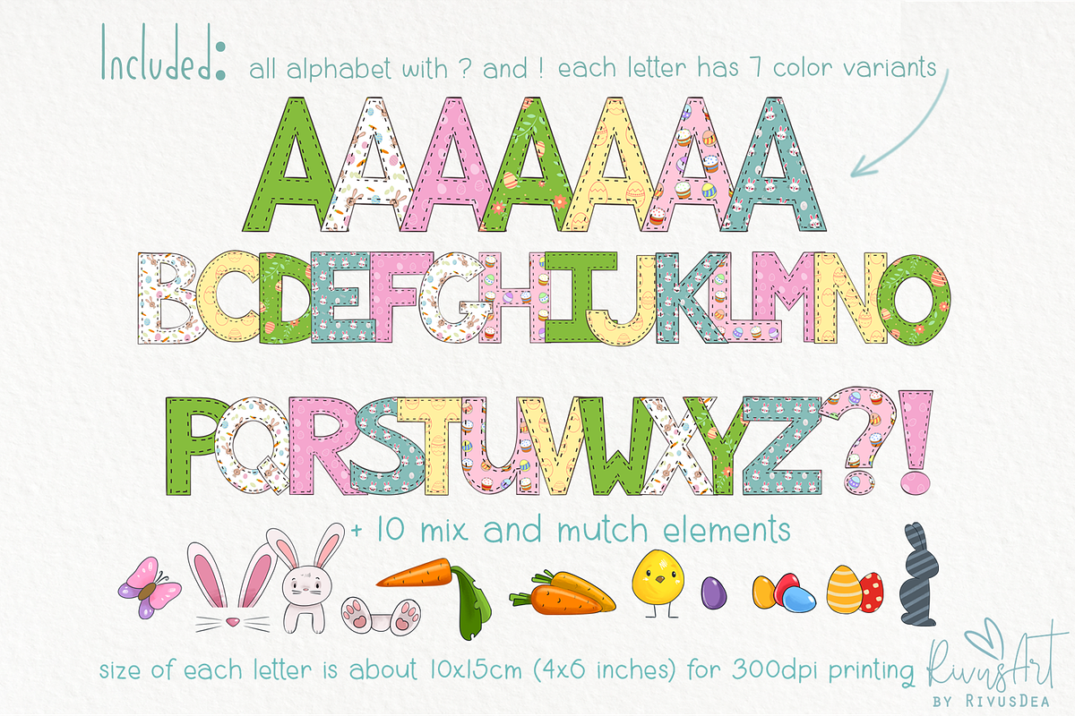 Easter Doodle Alphabet Bundle, an Illustration by RivusArt (Photo 3 of 3)