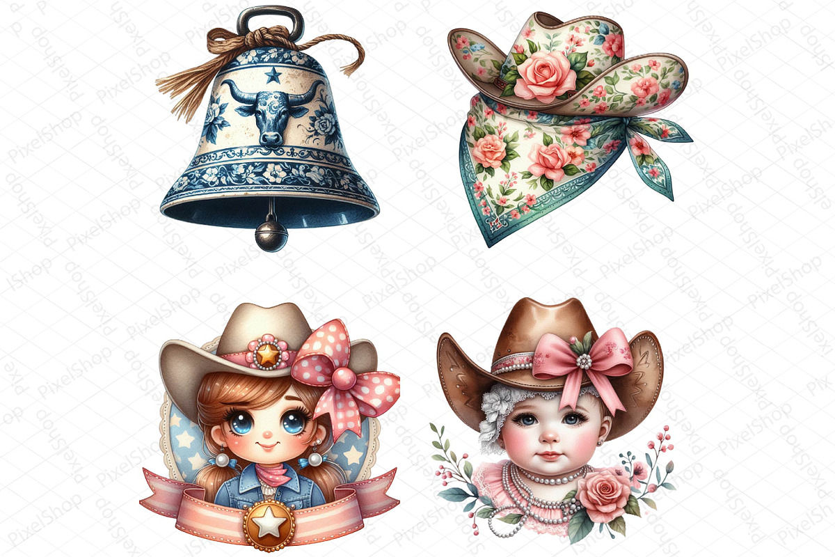 Cute Chinoiserie Cowgirl Sublimation, an Illustration by DreamPrint404 (Photo 3 of 7)