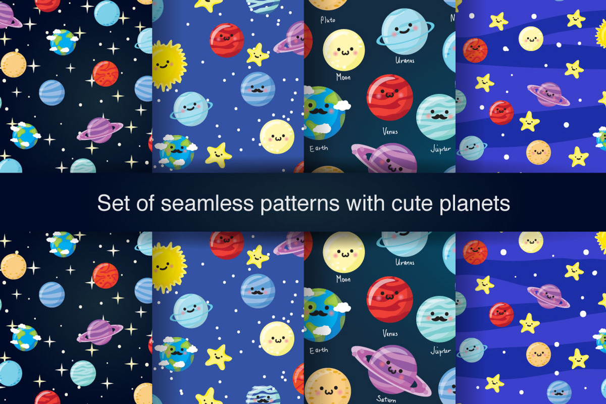 Cute space patterns, a Pattern Graphic by merion_merion (Photo 1 of 3)