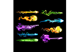 Colorful energy blasts flying, an Illustration by pikepicture