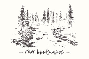 Landscapes With River And Fir Forest