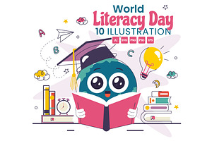 10 World Literacy Day Illustration, an Education Illustration by denayunebgt