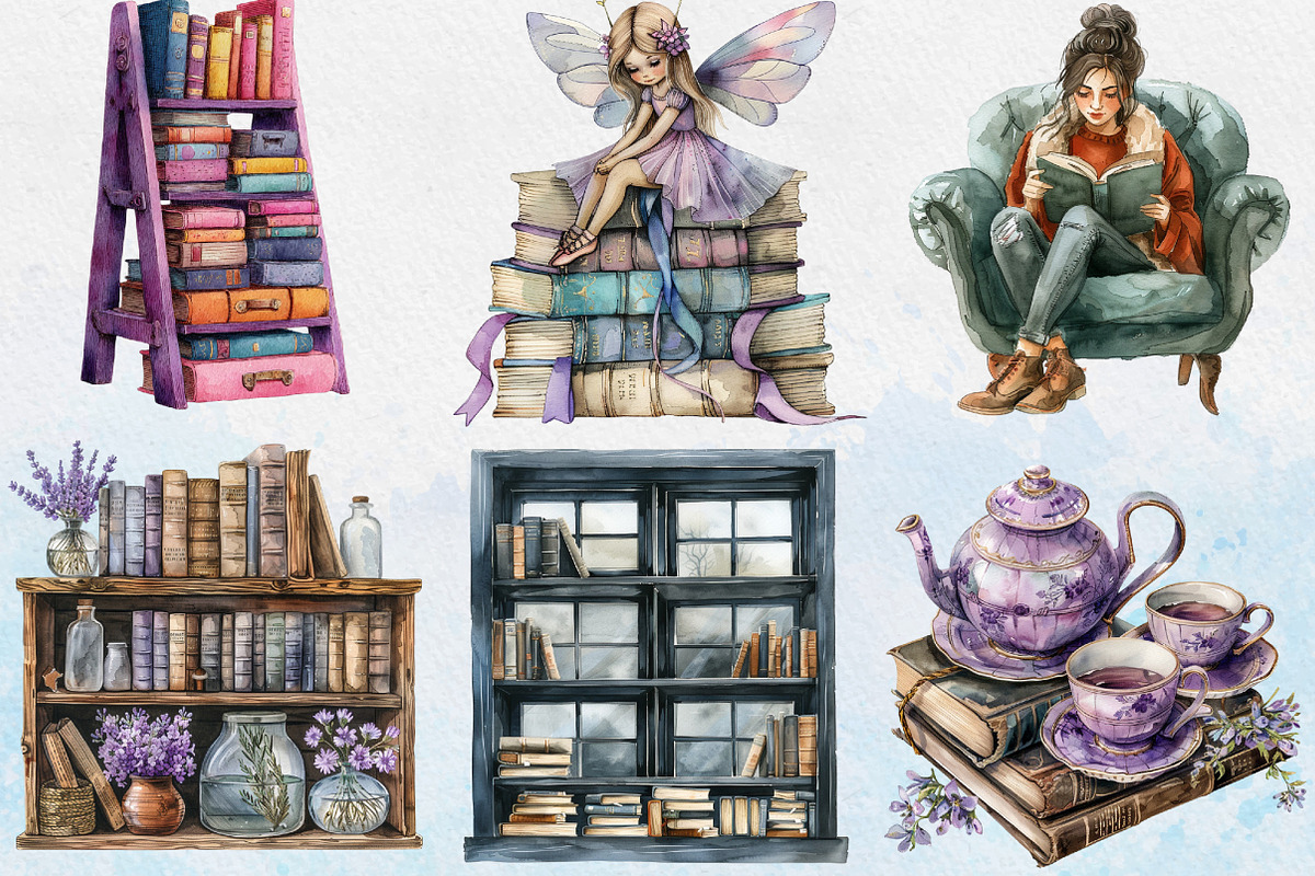 Spooky Halloween Library Clipart, an Illustration by Libby Wishes (Photo 3 of 9)