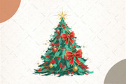 Coquette Glitter Christmas Tree Png, an Illustration by Watercolor design (Thumbnail 1 of 6)