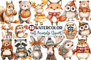 Watercolor fall Animals Clipart, an Illustration by Rose Art (Thumbnail 1 of 4)
