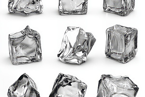 Nine ice cubes various shapes and si, an Abstract Photo by Pixeness Studio