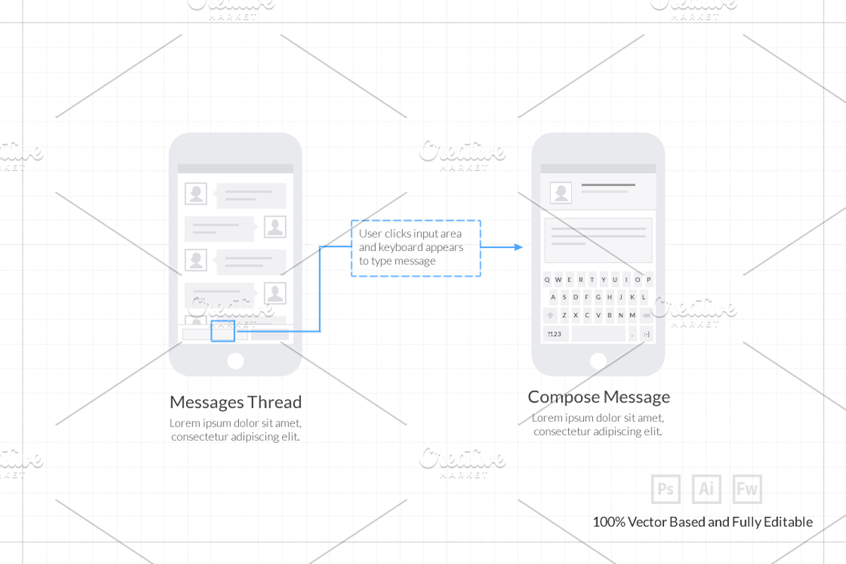 Mobile UX Design Tiles V1, a Device Mockup by firetuts (Photo 3 of 4)