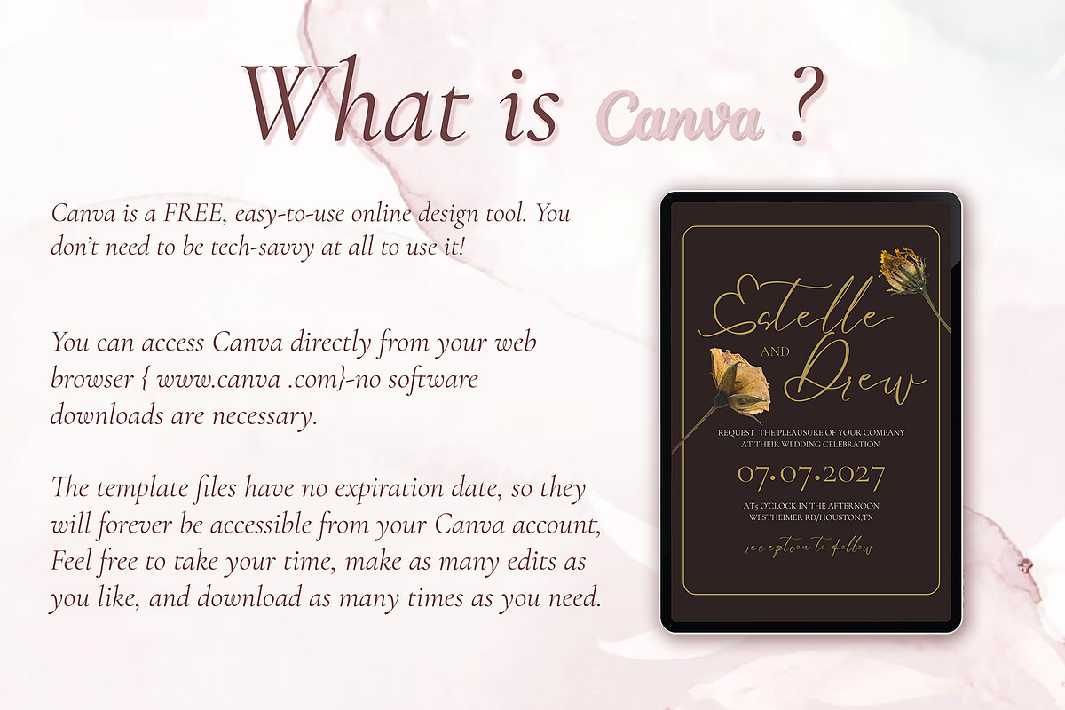 Canva *Elegant Wedding Invitation*, an Invitation Template by ElladesignCo (Photo 4 of 5)