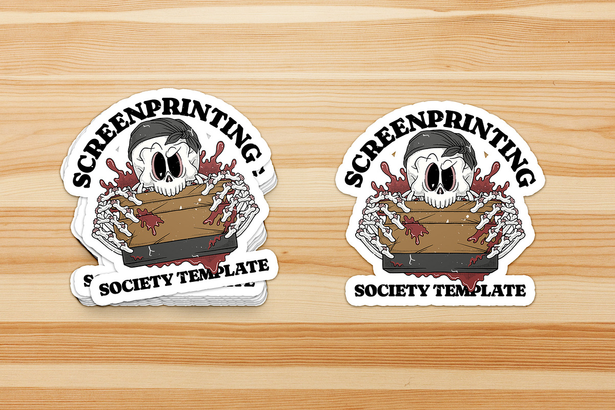 skeleton biting a squeegee tool, a Branding & Logo Template by Judsart (Photo 3 of 3)