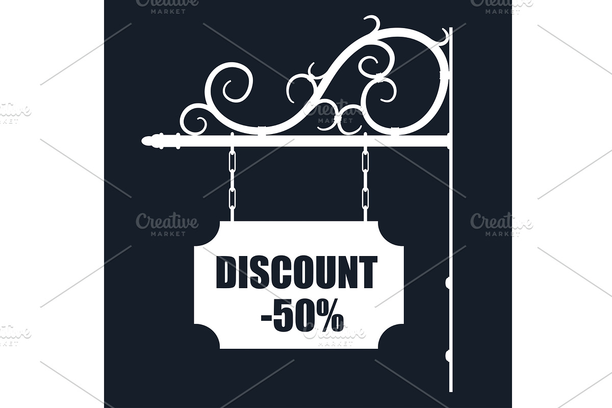 Vintage Hanging Sign with 50 Percent, an Object Illustration by piter.goskov