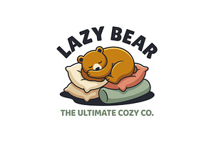 Lazy Bear Mascot Cartoon Logo