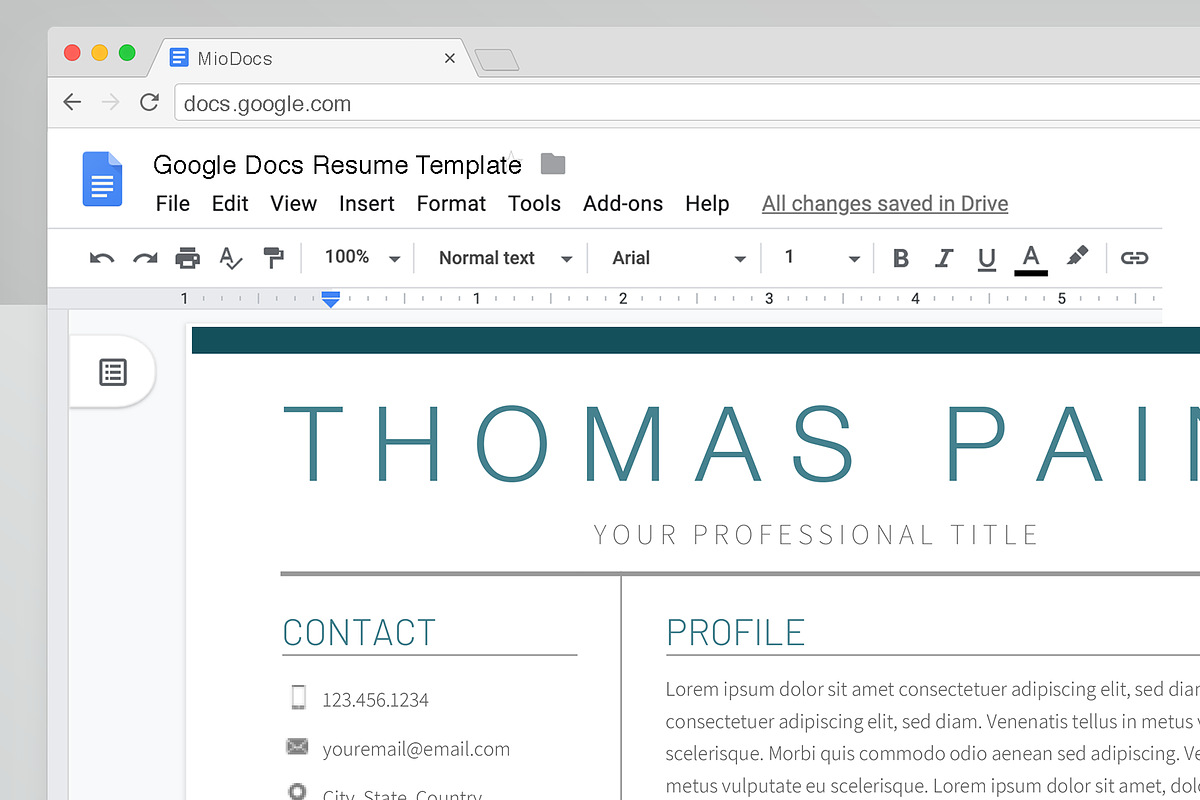 Google Docs Resume Template, a Resume Template by MioDocs (Photo 7 of 7)