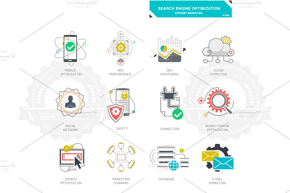 Seo Internet Marketing Icons