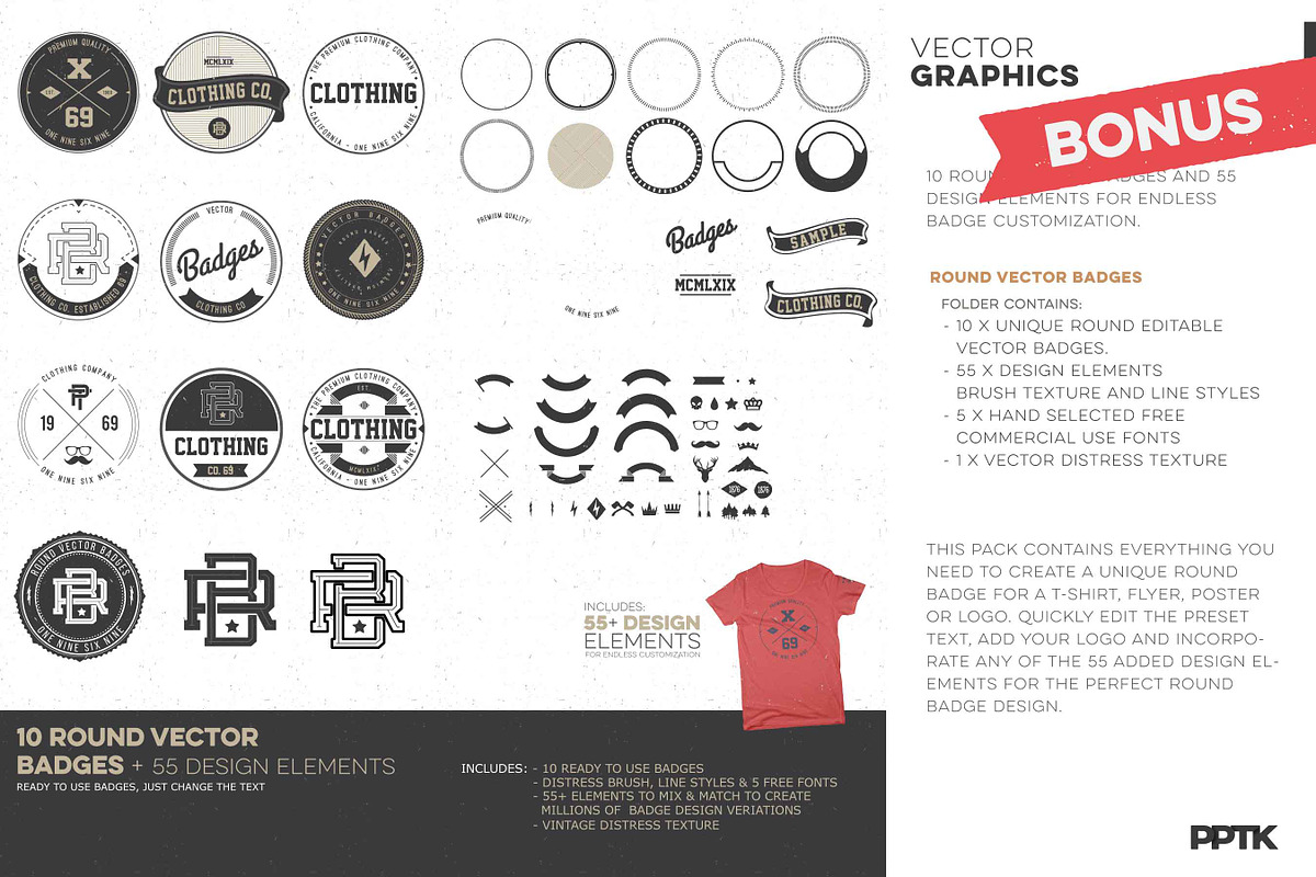 T-shirt vector mockups + Bonus, a Shirt Mockup by PrePress Toolkit (Photo 4 of 5)