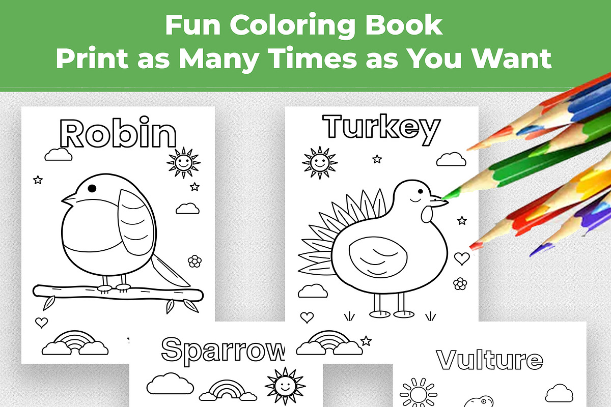 50 Pages Animal Coloring Book Kids, an Education Illustration by Mohammad Sarfaraz (Photo 5 of 15)