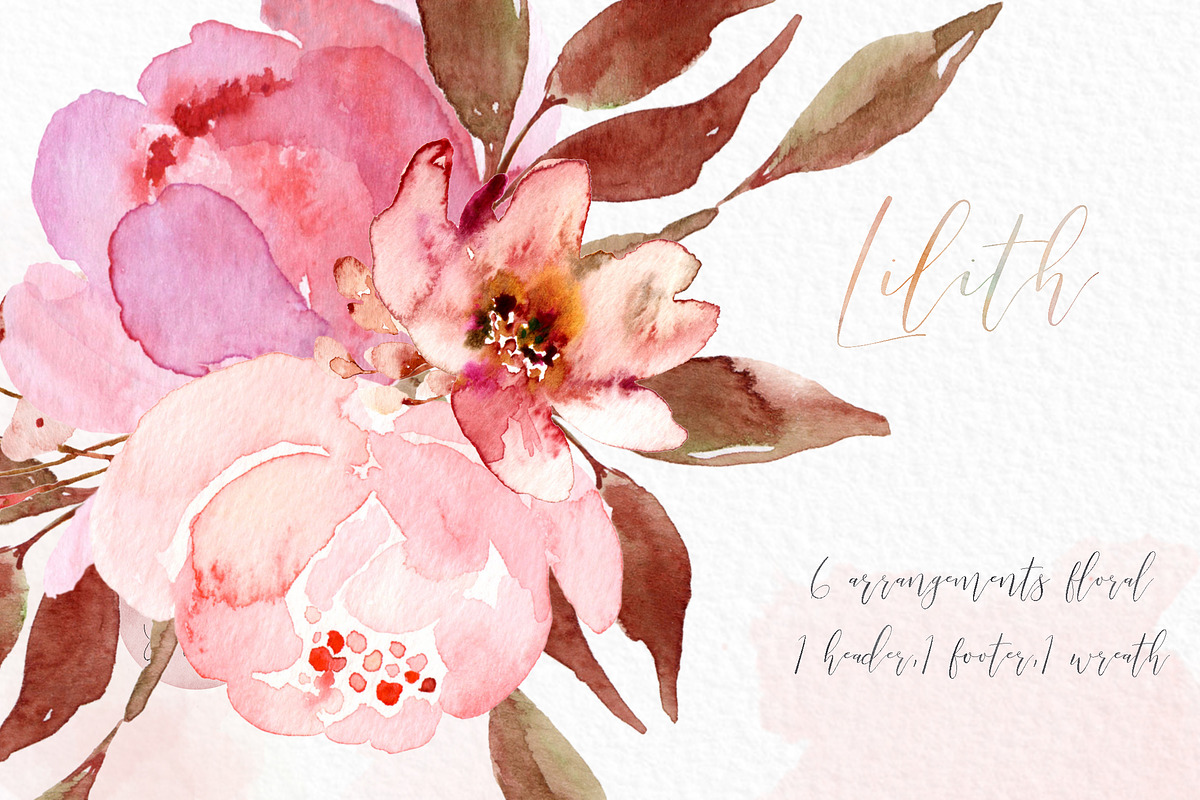 Lilith. Watercolour flowers, a Texture Illustration by LABFcreations (Photo 3 of 8)