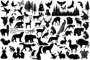 Forest Animal Silhouettes AI EPS PNG