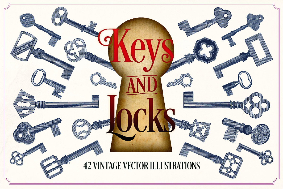 Vintage Keys and Locks, an Object Illustration by Mr Vintage (Photo 1 of 3)