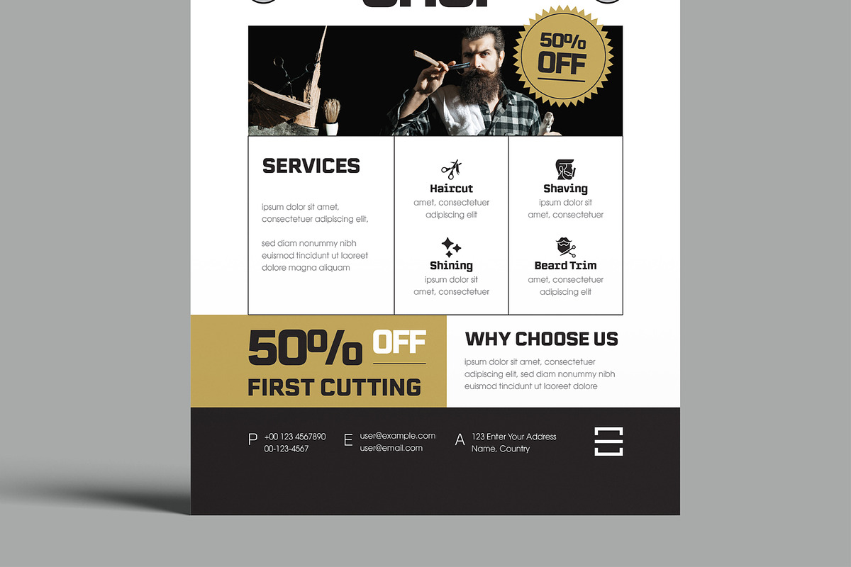 Modern Barber Shop Flyer Template, a Flyer Template by MightyDesign (Photo 3 of 8)