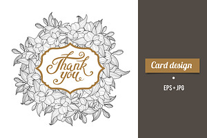 Thank You card design with lettering, a Card Template by LoveDesignShop