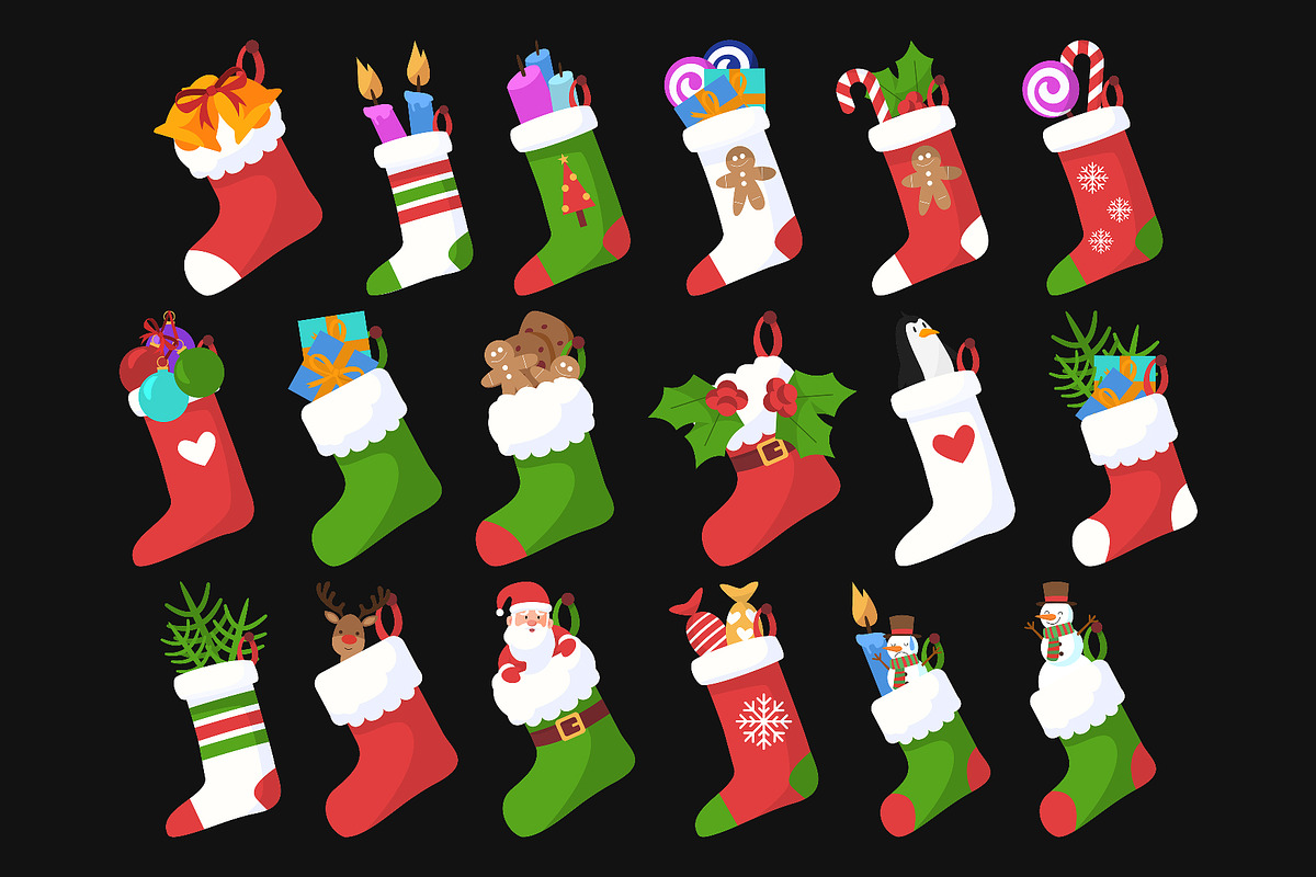 Christmas Stocking Illustrations, an Object Graphic by Eklip Studio (Photo 2 of 2)