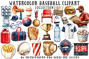 Watercolor Baseball Clipart, an Illustration by OK Design (Thumbnail 1 of 6)