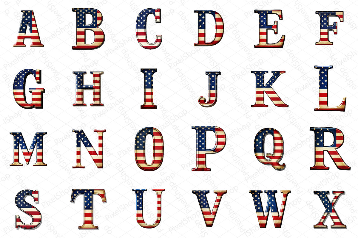 Watercolor 4th of July Alphabet Clip, an Illustration by DreamPrint404 (Photo 3 of 4)