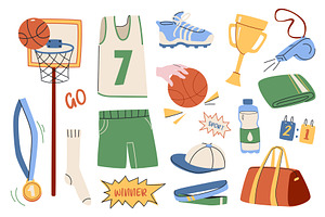 Basketball Set, a Sport Illustration by alexdndz