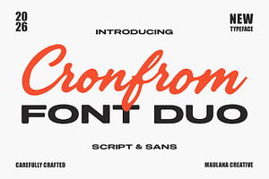 Cronfrom Font Duo Script Wide Sans, a Script Font by Maulana Creative