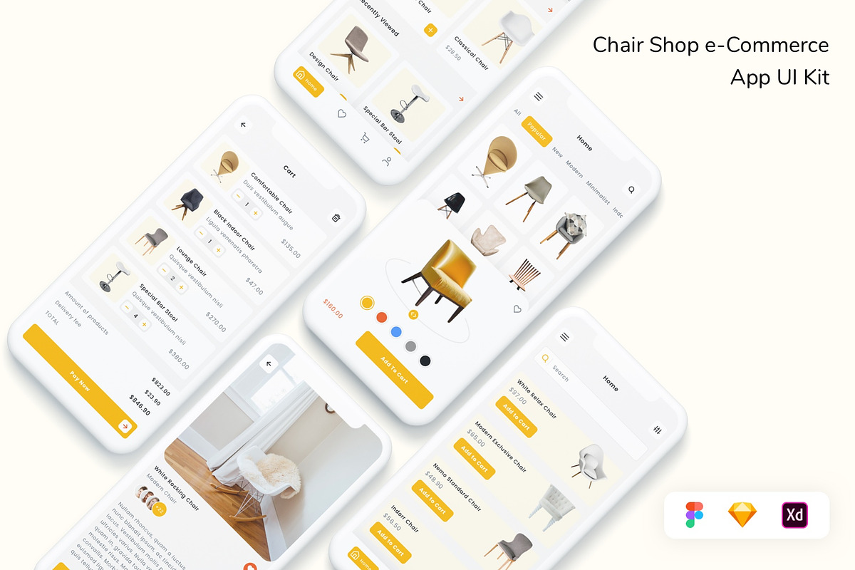 Chair Shop e-Commerce App UI Kit, an App Template by Betush