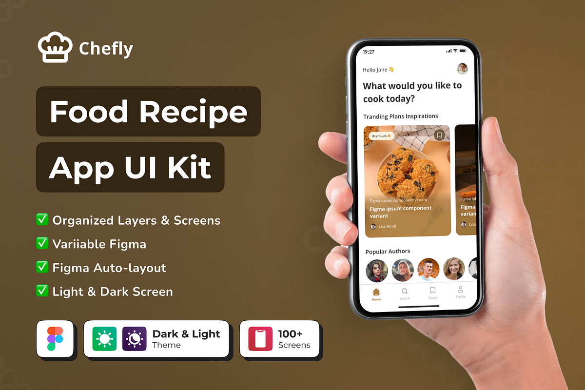 Chefly - Food Recipe App UI Kit, an App Template by Nait Creative (Photo 1 of 7)