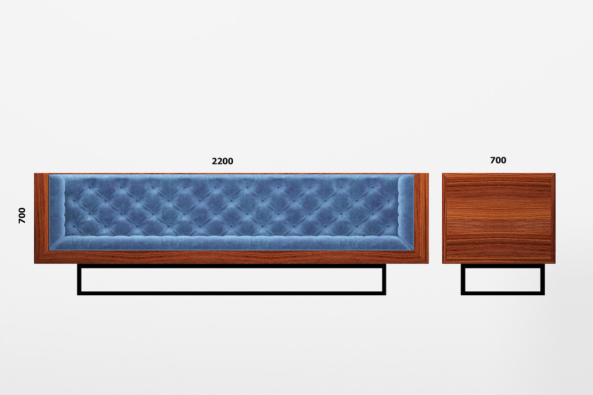 Milo Baughman velvet sofa, a Furniture 3D Model by inDahouze (Photo 7 of 7)