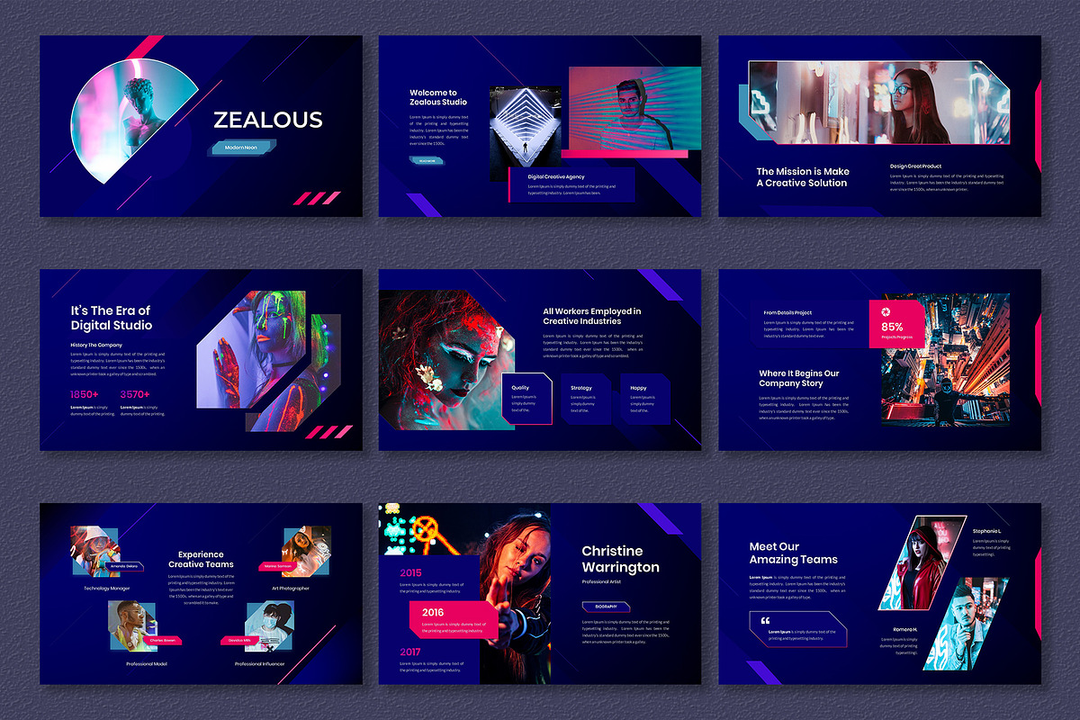 Zealous – Modern Neon PPTX Template, a Presentation Template by Premast (Photo 4 of 4)