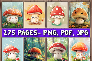 Cute Kawaii Mushroom Coloring KDP 1