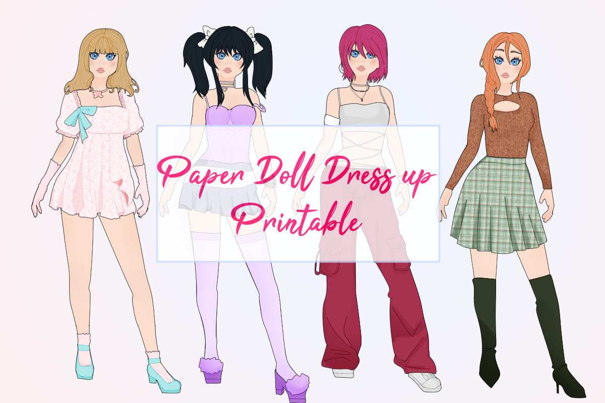 Cute Dress-Up Paper Doll Printable, a Person Illustration by Kaleidokika (Photo 2 of 6)