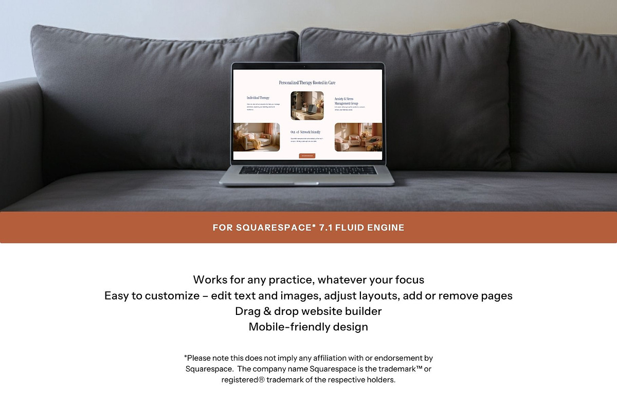 Squarespace Therapist Template, a Squarespace Template by Pretty Boss Designs (Photo 4 of 6)