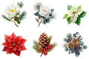 Watercolor Holiday Floral Clipart, an Illustration by DreamArtGraphic (Thumbnail 2 of 4)