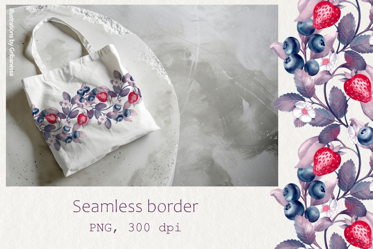 Berry Sweet Summer Patterns, a Decorative Illustration by Gribanessa (Photo 3 of 6)