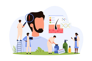 Research into causes of hair loss, a Person Illustration by Flashvector