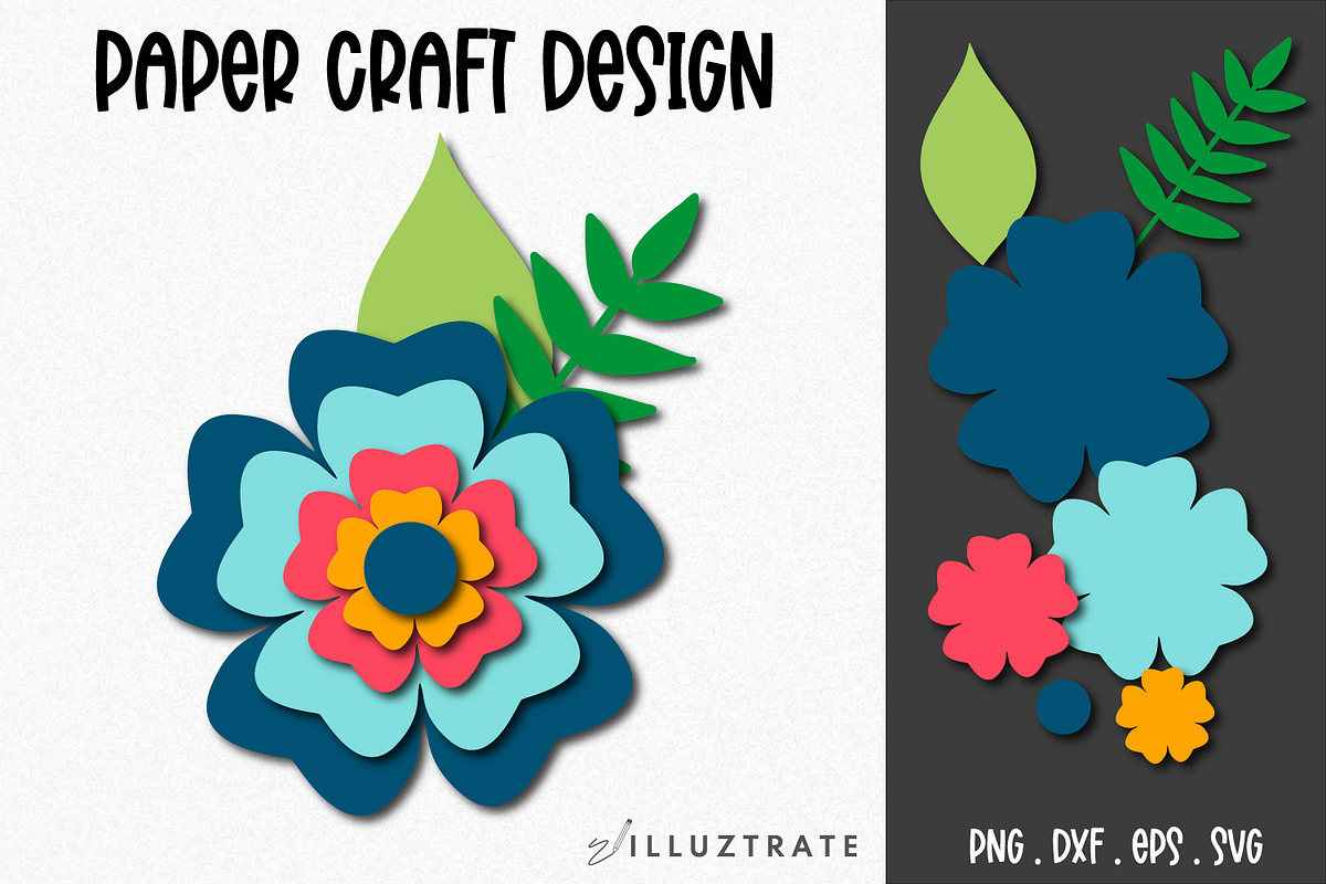 Paper Flower SVG Cut File Bundle, a Decorative Illustration by illuztrate (Photo 7 of 16)