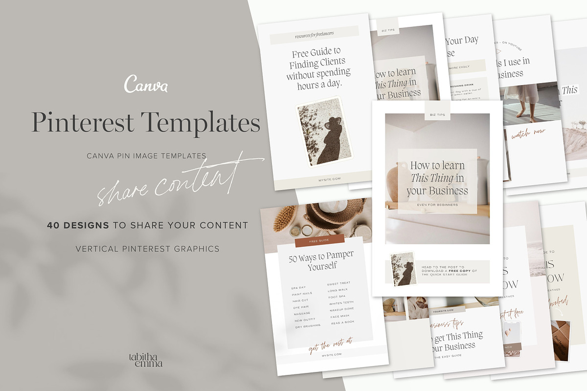 Pinterest Pin Templates for Canva, a Social Media Template by Tabitha Emma (Photo 1 of 10)