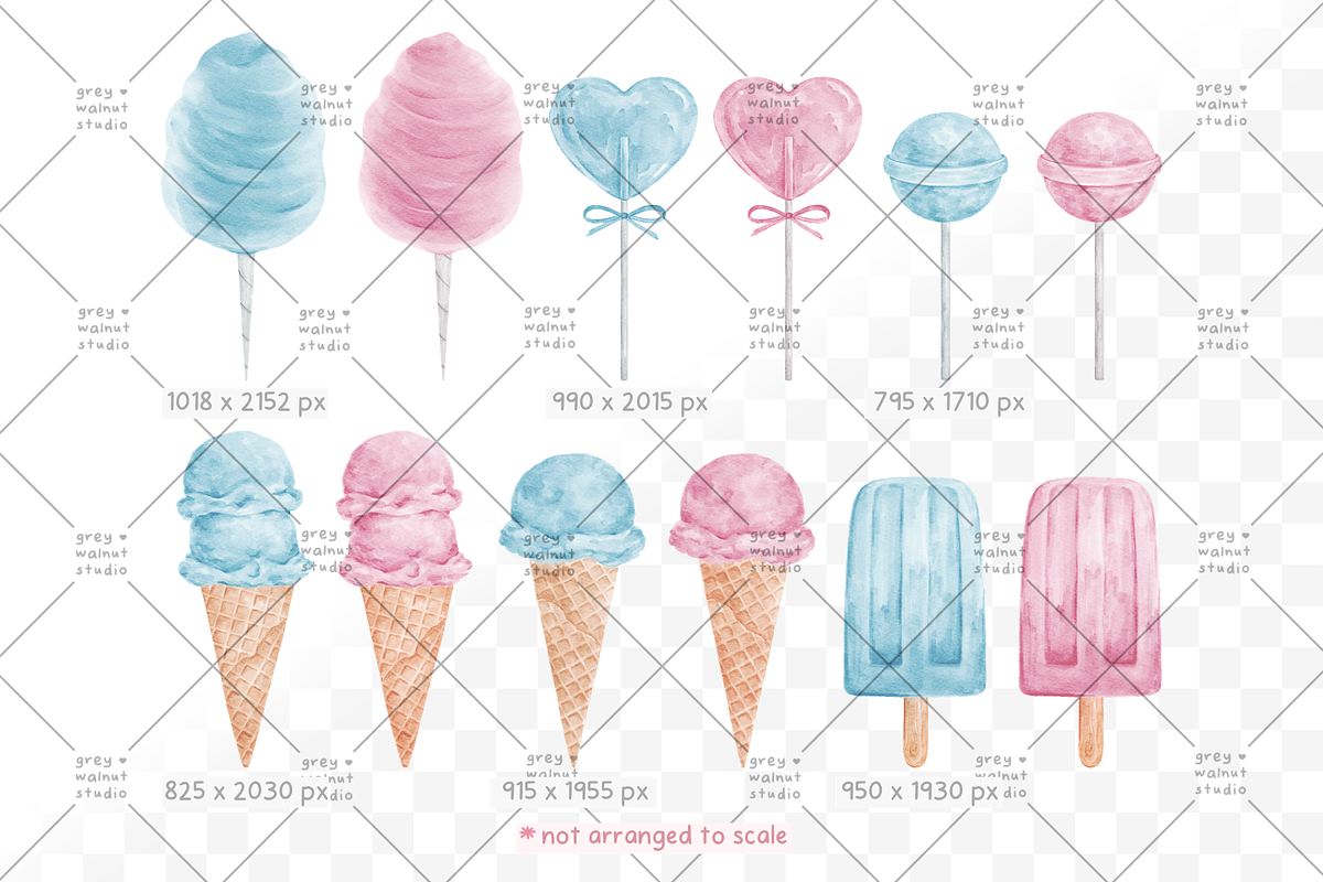 Blush and Blue Sweets Clipart, a Food Illustration by greywalnutstudio (Photo 2 of 3)