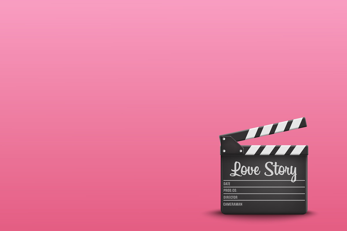 Clapperboard Love Story, an Object Graphic by Vector Market