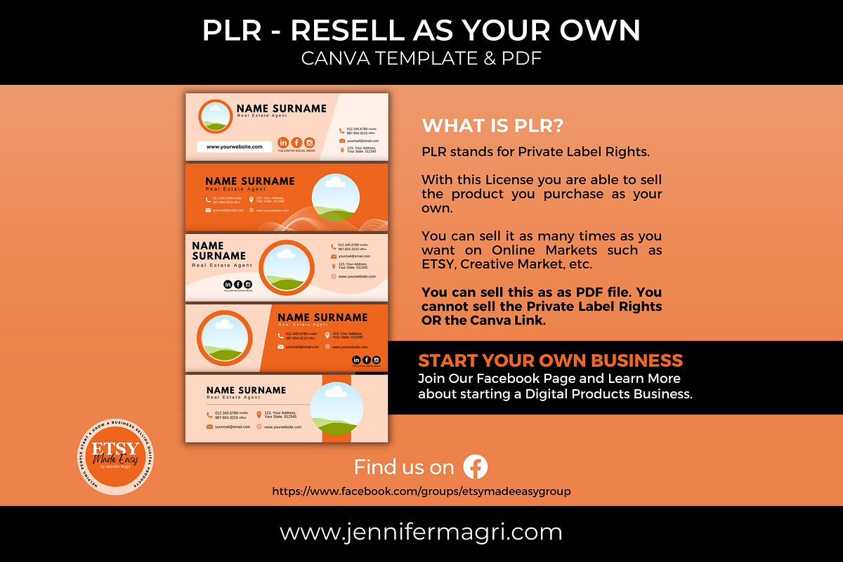 PLR Email Signatures Canva Template, a Templates & Theme by Jennifer Magri Templates (Photo 2 of 5)