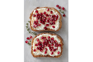 Bruschetta topped with pomegranate, a Food & Drink Photo by ZinetroN