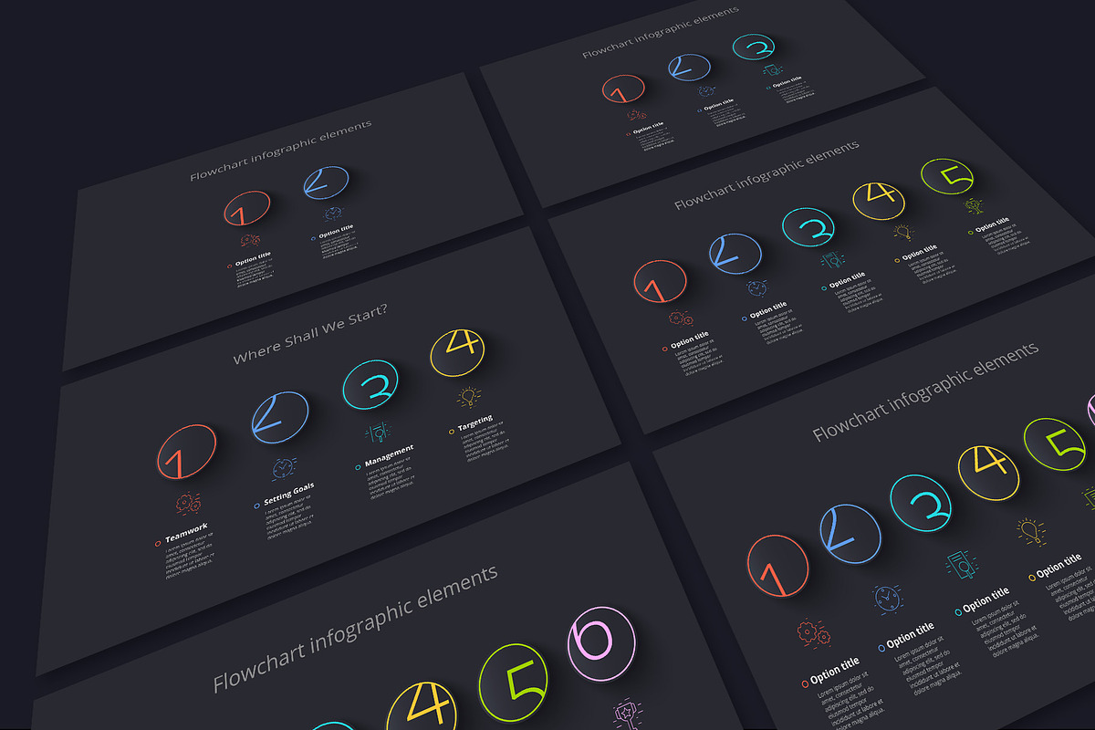 Dark Process Infographic Templates, a Presentation Template by Grafvish (Photo 3 of 6)