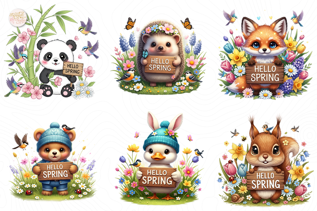 Animal Hello Spring PNG Clipart, an Animal Illustration by KennedyStudio (Photo 3 of 5)