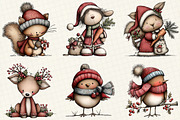 Christmas Woodland Animals Clipart, an Illustration by DreamCafeArt (Thumbnail 4 of 8)