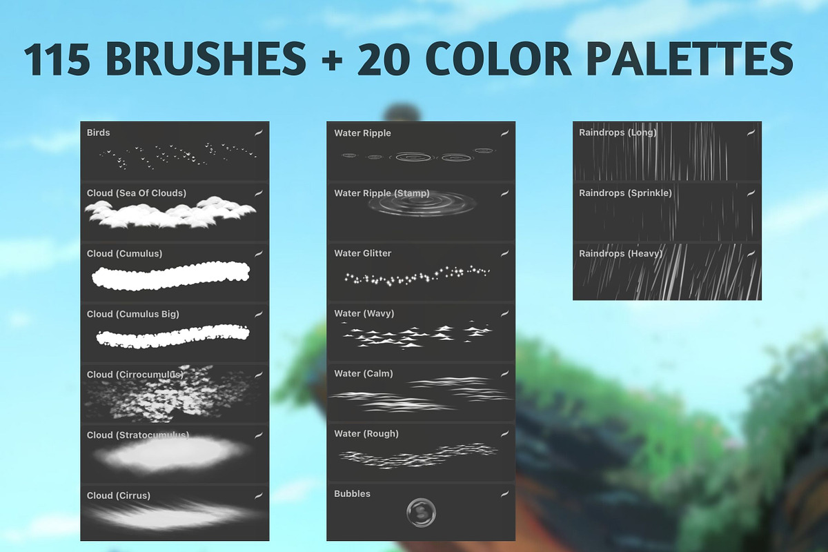 Environment Brushes for Procreate, a Brush Add-On by ArtbyHien (Photo 4 of 8)